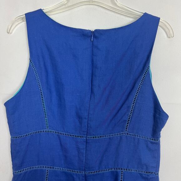 Kenar Linen Blue Sleeveless Dress Size 8 Natural & Breathable - Picture 6 of 12
